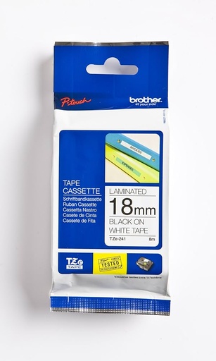 [TZE-241] Brother TZe-241, Khổ 18mm, Dài 8m, Black On White, Chống Thấm Nước
