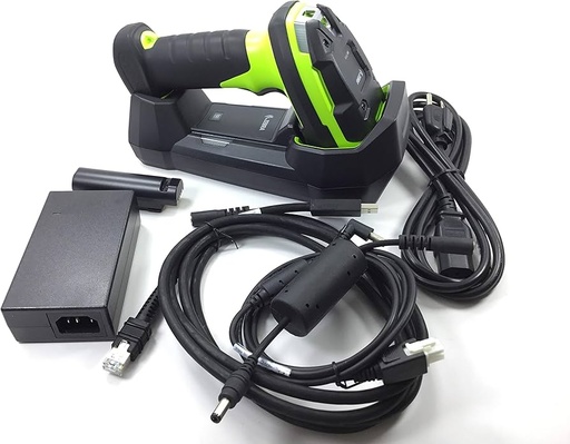 [DS3678-SR3U42A0SFW] DS3678-SR Rugged Green Standard Cradle USB No Line Cord Kit: DS3678-SR0F003VZWW Scanner, CBA-U42-S07PAR Shielded USB Cable Supports 12V P/S, STB3678-C100F3WW Cradle, PWR-BGA12V50W0WW Power Supply and CBL-DC-451A1-01 DC Line Cord