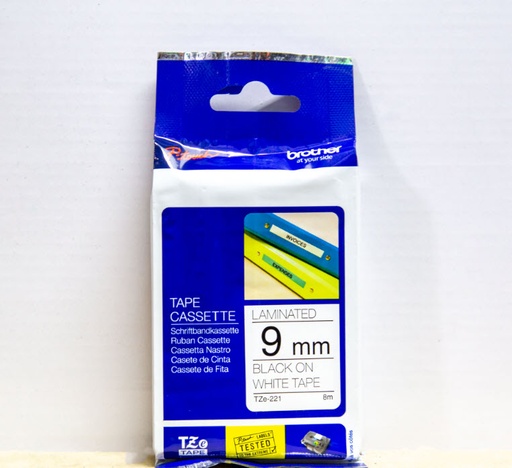 [TZE-221] Brother TZe-221, Khổ 9mm, Dài 8m, Black On White