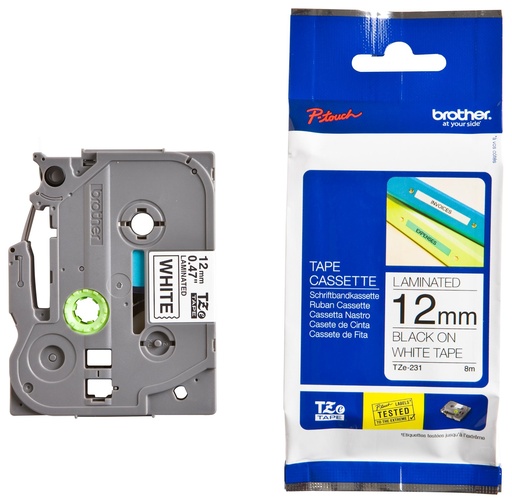 [TZE-231] Brother TZe-231, Khổ 12mm, Dài 8m, Black On White